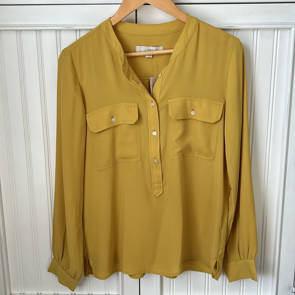 NWT Loft Semi Button Blouse